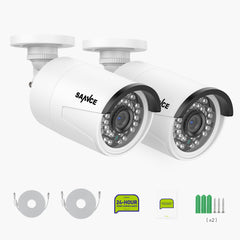 2 Stück 5MP Außen/Innen POE Kamera, Metallgehäuse, IP66 Wasserdicht, für SANNCE N98PBD/N96PBK NVR