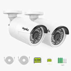 Zertifiziert überholt  Packung mit zwei Stück  3MP Full HD PoE IP Bullet-Überwachungskamera mit/Audioaufzeichnung für SANNCE NVR N98PBD/N96PBK