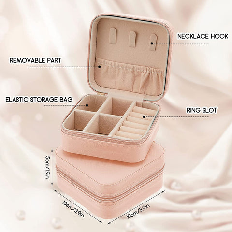 Brautjungfer Geschenke Schmuck-Box, personalisierte benutzerdefinierte Vorschlag kleine tragbare Reise-Koffer, Mini-Schmuck-Organisator Lagerung Ohrringe Ringe Halsketten für Frauen Mädchen - Packung mit 5