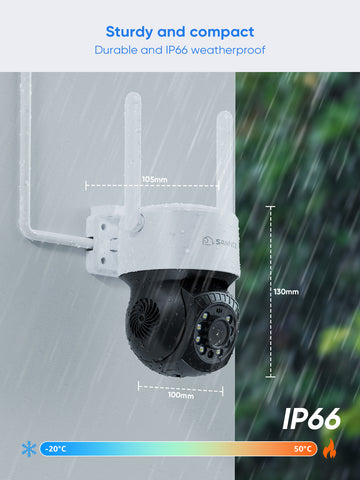 3MP 10CH WLAN PTZ Überwachungskamera Set, 350°/90° PTZ Schwenkbar, Farbnachtsicht, Bewegungserkennung, Kompatibel mit Alexa, IP66 Wasserdicht (4x3MP PTZ Kamera und 5MP 10CH NVR)