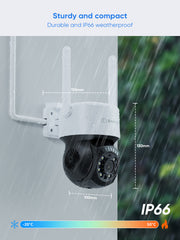 3MP 10CH WLAN PTZ & Bullet Überwachungskamera Set, 350°/90° PTZ Schwenkbar, Kabellose Repeater, 2-Wege-Audio, KI-Personenerkennung, Kompatibel mit Alexa (2xPTZ Kamera, 2xBullet Kamera und 8MP 10CH NVR)