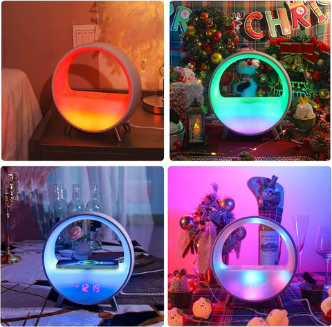 Arches Gradual Sunrise Alarm Clock w/ Wireless Charging for iPhone, White Noise for Sleeping, Bluetooth Speaker, Sound with Night Lights, Gift for Adults/Kids/Baby, Work with Alexa