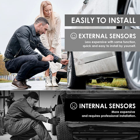 Tire Pressure Monitoring System, Bluetooth 5.0, 5 Alarm Modes, 4 TPMS External Sensors, Support iOS & Android,  Real-time Detection Pressure & Temperature, Easy to Install (15.5-189 PSI)