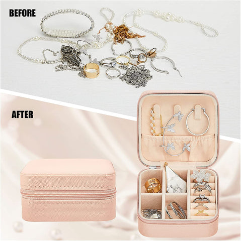 Brautjungfer Geschenke Schmuck-Box, personalisierte benutzerdefinierte Vorschlag kleine tragbare Reise-Koffer, Mini-Schmuck-Organisator Lagerung Ohrringe Ringe Halsketten für Frauen Mädchen - Packung mit 5