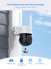 3MP 10CH WLAN PTZ & Bullet Überwachungskamera Set, 350°/90° PTZ Schwenkbar, Kabellose Repeater, 2-Wege-Audio, KI-Personenerkennung, Kompatibel mit Alexa (4xPTZ Kamera, 2xBullet Kamera und 8MP 10CH NVR)