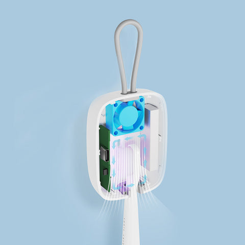 Mini UV-C Toothbrush Sanitizer, Portable Rechargeable Sterilizer for Any Size Toothbrush, Box Case with Holder for Household and Travel or Business Trips