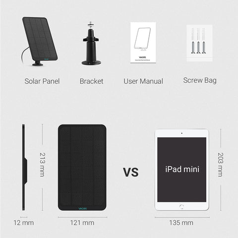 Solar Panel Compatible with Vacos Camera/SE Outdoor Indoor Security Camera, Waterproof Power Continuously, 13ft/4m Cable