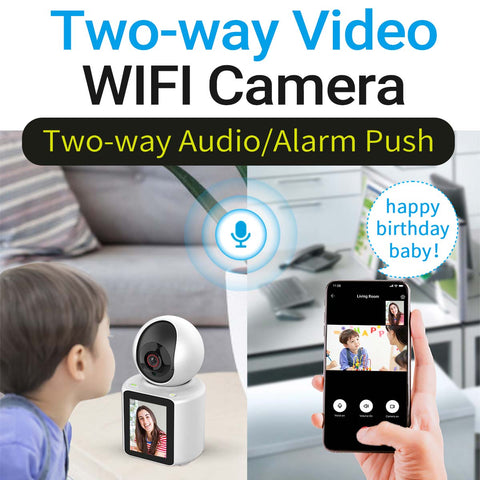 1080p IP Kamera, 2,8" Bildschirm, 360° Blickwinkel, 2-Wege-Audio, Nachtsicht, Bewegungserkennung, Cloud & SD Speicher. Perfekt Für Babys, Kinder, Ältere Und Haustiere. Sichern Sie Ihr Zuhause