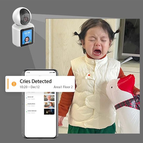 1080p IP Kamera, 2,8" Bildschirm, 360° Blickwinkel, 2-Wege-Audio, Nachtsicht, Bewegungserkennung, Cloud & SD Speicher. Perfekt Für Babys, Kinder, Ältere Und Haustiere. Sichern Sie Ihr Zuhause