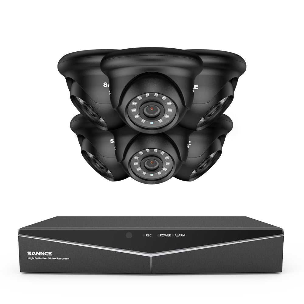 1080p 8CH Turret Überwachungskamera Set, 6 Stück 2MP Turret Kamera & Hybrid 5-in-1 DVR, Intelligente Bewegungserkennung, Fernzugriff