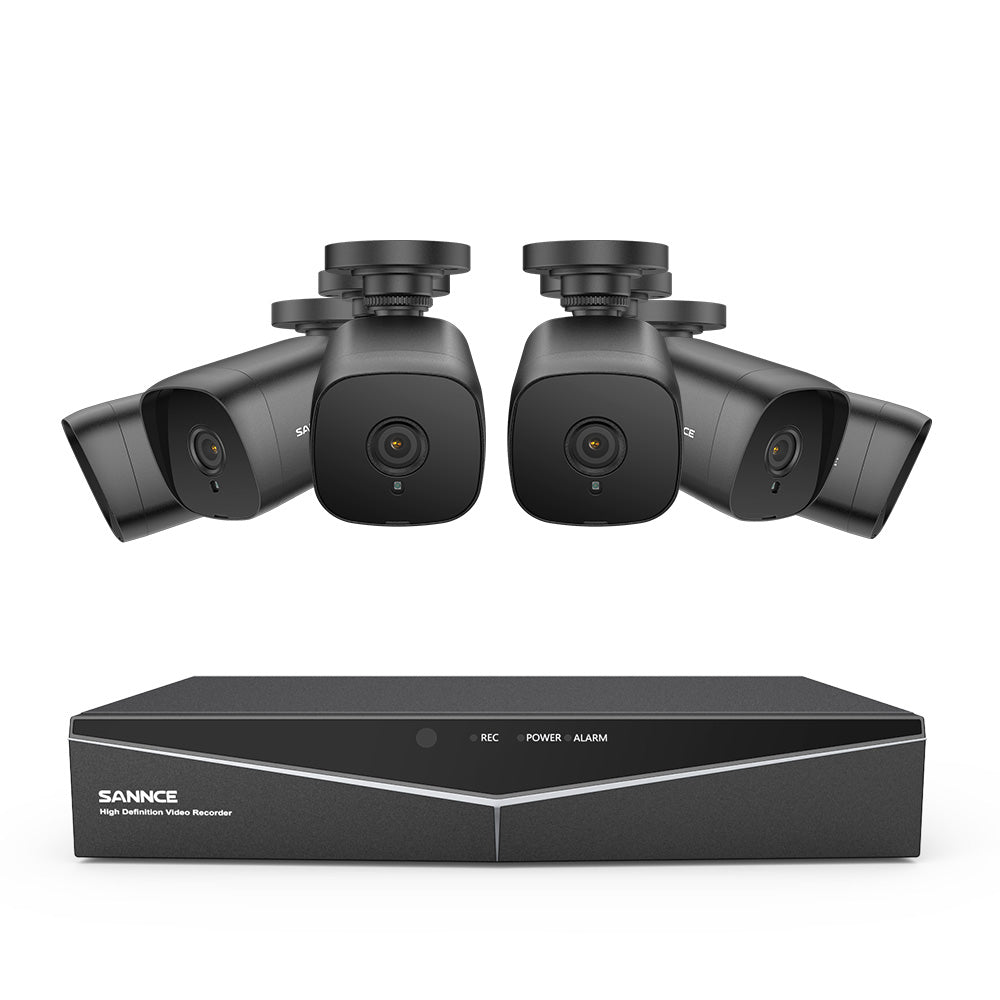 1080P 8CH Bullet Überwachungskamera Set, 6 Stück 2MP Bullet Kamera & Hybrid 5-in-1 DVR, Intelligente Bewegungserkennung, 100ft Nachtsicht, Schwarz