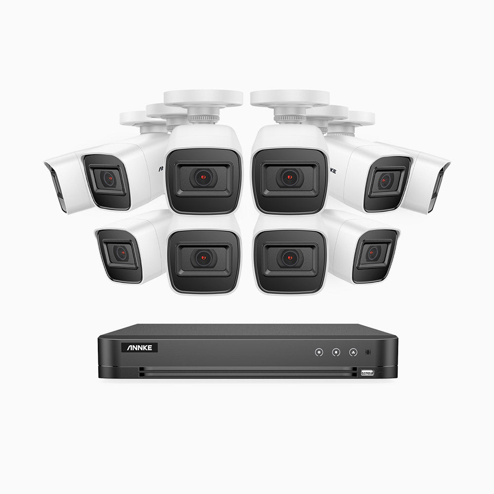 E800 – 4K 16 Kanälen Kabelgebundenes Sicherheitssystem mit 10 Kameras für den Außenbereich, intelligenter DVR mit Personen & Fahrzeugerkennung, H.265+, 100 ft Infrarot-Nachtsicht, IP67 Wasserdicht