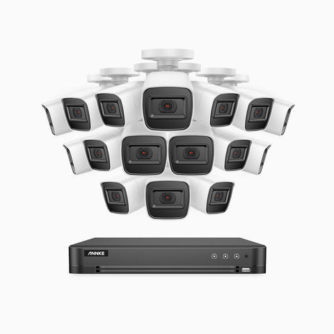 E800 – 4K 16 Channel 16 Cameras Outdoor Wired Security System, Smart DVR with Human & Vehicle Detection, H.265+, 100 ft Infrared Night Vision, IP67 Weatherproof