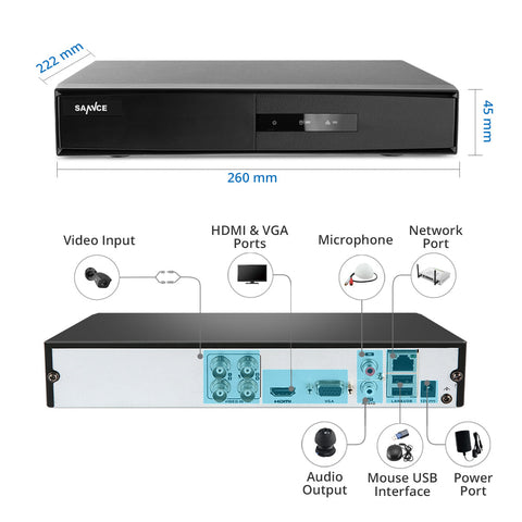 1080P 4 Channel Hybrid 5-in-1 CCTV Digital Video Recorder with 1TB HDD, Smart Motion Detection, Instant Alerts