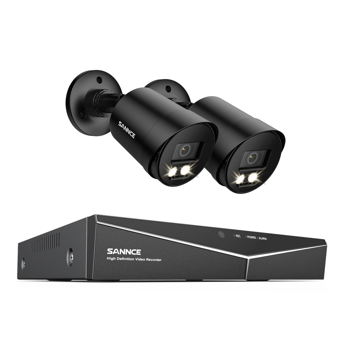 8CH 1080P Vollfarbe Überwachungskamera Set, 2 Stück Bullet Kamera & Hybrid 5-in-1 DVR, Nachtsicht in Farbe, Warmes Licht einstellbar, IP66 Wasserdicht
