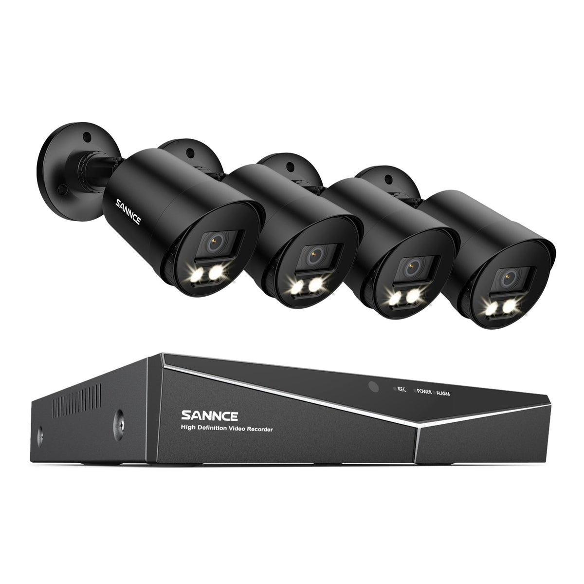 8CH 1080P Vollfarbe Überwachungskamera Set, 4 Stück Bullet Kamera & Hybrid 5-in-1 DVR, Nachtsicht in Farbe, Warmes Licht einstellbar, IP66 Wasserdicht