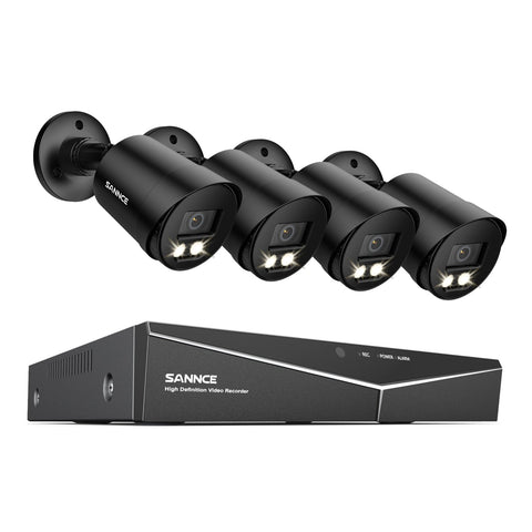 8 Channel 1080P Full-Color Security Camera System - Hybrid DVR, 4PCS Warm-Light Cameras, Outdoor & Indoor, Smart Motion Detection, Remote Access
