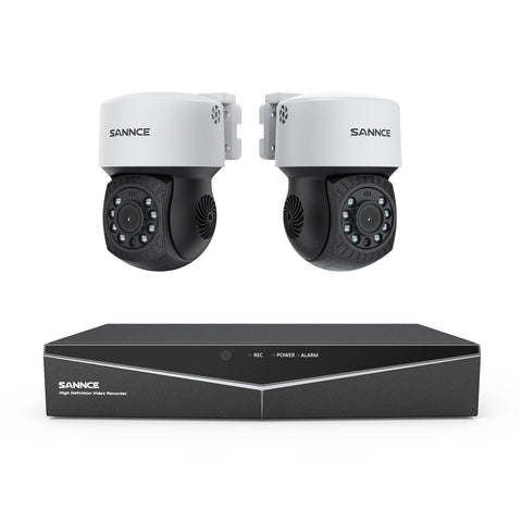 1080p 8CH PT Überwachungkamera Set, 2 Stück PT außen CCTV Kamera & Hybrid 5-in-1 DVR, 100ft Nachtsicht, Bewegungserkennung, IP65 Wasserdicht