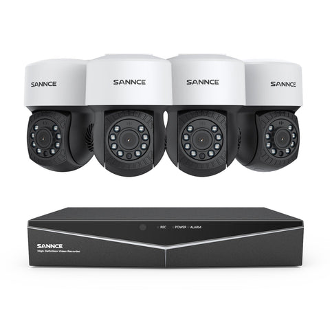 1080p 8CH PT Überwachungkamera Set, 4 Stück PT außen CCTV Kamera & Hybrid 5-in-1 DVR, 100ft Nachtsicht, Bewegungserkennung, IP65 Wasserdicht