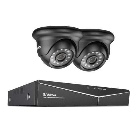 1080p 4CH kabelgebunde Überwachungskamera & DVR  Set, 2 Stück CCTV Kamera für Außen, Intelligente Bewegungserkennung, E-Mail Alarm