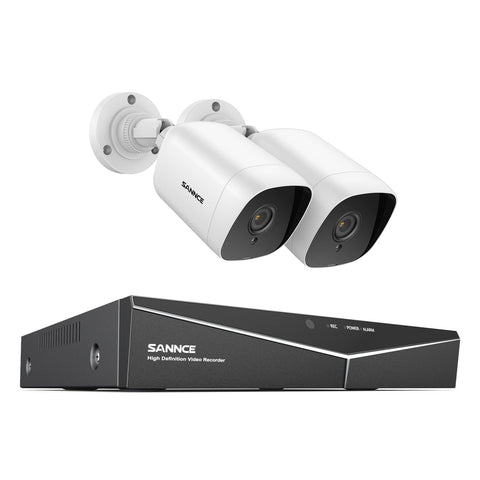 1080p 4CH kabelgebunde Überwachungskamera & DVR  Set, 2 Stück CCTV Kamera für Außen, Intelligente Bewegungserkennung, E-Mail Alarm