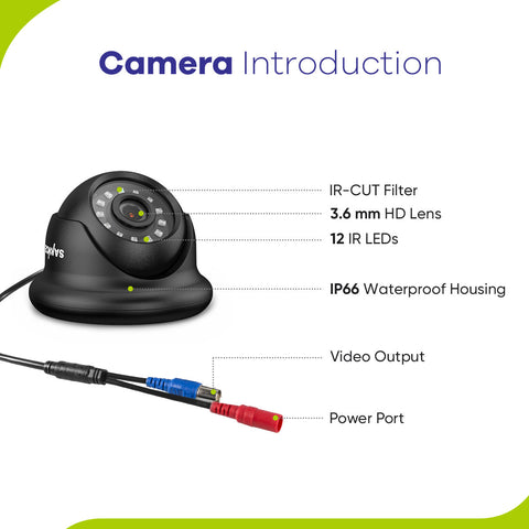 1080p 8CH Turret Überwachungskamera Set, 6 Stück 2MP Turret Kamera & Hybrid 5-in-1 DVR, Intelligente Bewegungserkennung, Fernzugriff