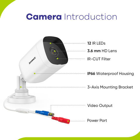 8 Channel 1080P Wired Security Camera System - Hybrid DVR, 6pcs 2MP Bullet Cameras, Outdoor & Indoor, Smart Motion Detection, Remote Access
