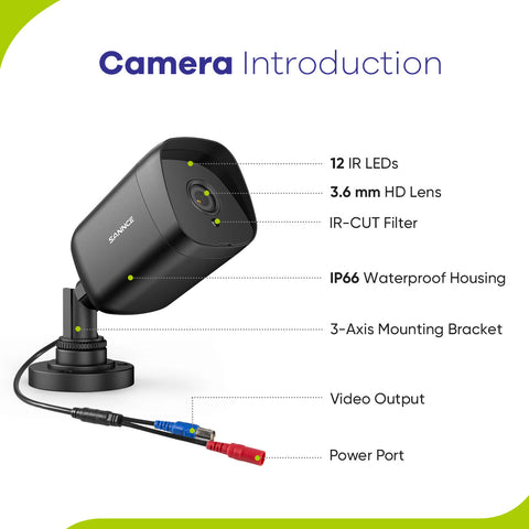 1080P 8CH Bullet Überwachungskamera Set, 2 Stück 2MP Bullet Kamera & Hybrid 5-in-1 DVR, Intelligente Bewegungserkennung, 100ft Nachtsicht, Schwarz