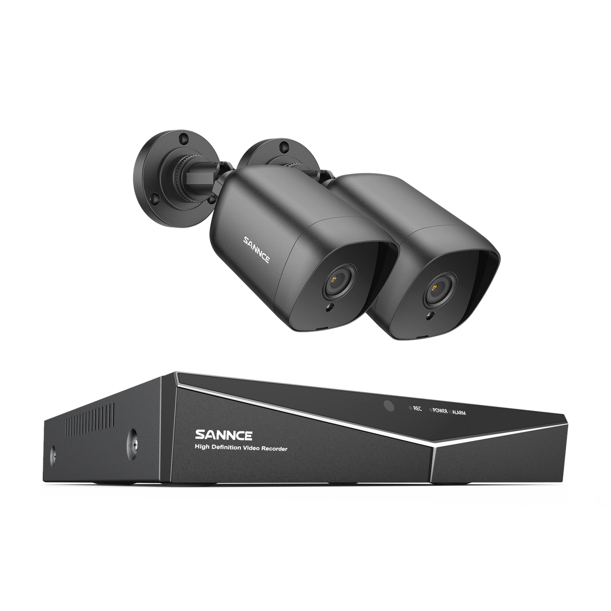 1080P 8CH Bullet Überwachungskamera Set, 2 Stück 2MP Bullet Kamera & Hybrid 5-in-1 DVR, Intelligente Bewegungserkennung, 100ft Nachtsicht, Schwarz