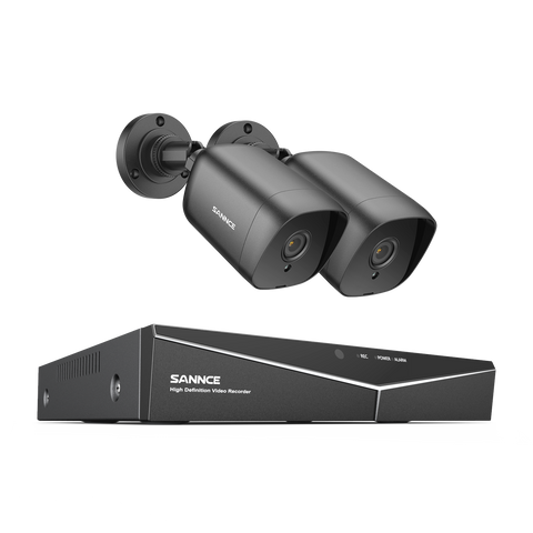 1080P 8CH Bullet Überwachungskamera Set, 2 Stück 2MP Bullet Kamera & Hybrid 5-in-1 DVR, Intelligente Bewegungserkennung, 100ft Nachtsicht, Schwarz
