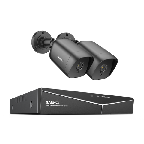 8 Channel 1080P Wired Security Camera System - Hybrid DVR, 2pcs 2MP Bullet Cameras, Outdoor & Indoor, Smart Motion Detection, Remote Access