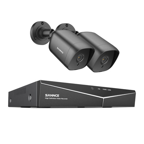 1080p 4CH kabelgebunde Überwachungskamera & DVR  Set, 2 Stück CCTV Kamera für Außen, Intelligente Bewegungserkennung, E-Mail Alarm