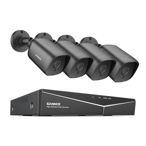 8 Channel 1080P Wired Security Camera System - Hybrid DVR, 4pcs 2MP Bullet Cameras, Outdoor & Indoor, Smart Motion Detection, Remote Access
