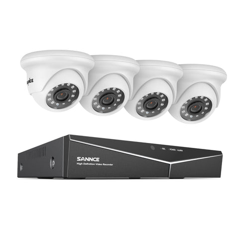 8 Channel 1080P Wired Security Camera System - Hybrid DVR, 4pcs 2MP Turret Cameras, Outdoor & Indoor, Smart Motion Detection, Remote Access
