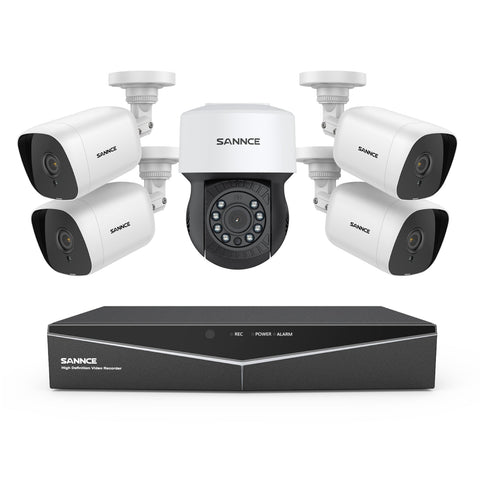 1080P 8 Channel PT Security Camera System - Hybrid 5-in-1 DVR, Pan & Tilt CCTV Camera, 100 ft Night Vision, Motion Detection, Outdoor, Waterproof