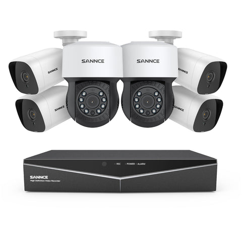 1080P 8 Channel PT Security Camera System - Hybrid 5-in-1 DVR, Pan & Tilt CCTV Camera, 100 ft Night Vision, Motion Detection, Outdoor, Waterproof