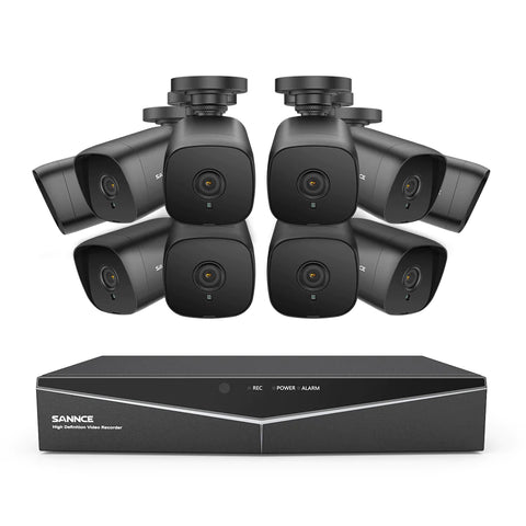 1080p 16CH Analog Überwachungskamera & DVR Set, 10 Stück Außen Kamera, Intelligente Bewegungserkennung, 100ft Infrarot Nachtsicht, IP66 Wasserdicht