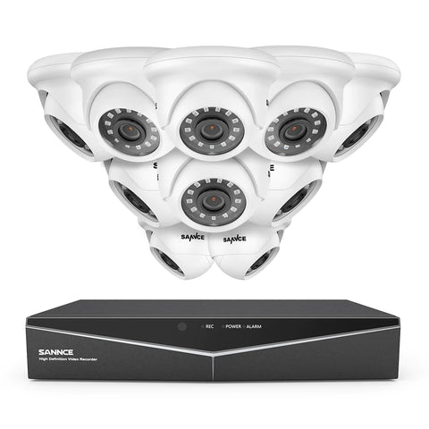 1080p 16CH Analog Überwachungskamera & DVR Set, 10 Stück Außen Kamera, Intelligente Bewegungserkennung, 100ft Infrarot Nachtsicht, IP66 Wasserdicht