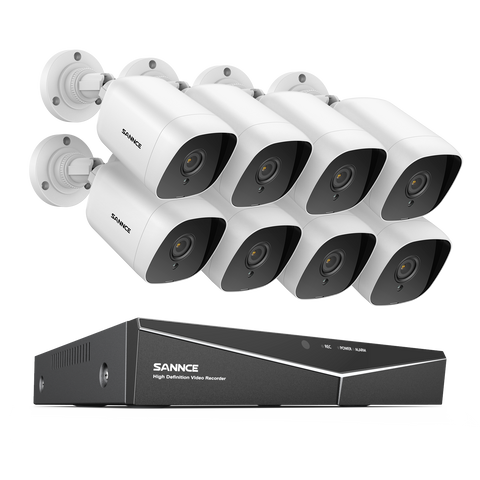 1080p 16 Channel 8 Camera Outdoor Wired Security System, Smart Motion Detection, 100 ft Infrared Night Vision, IP66 Weatherproof