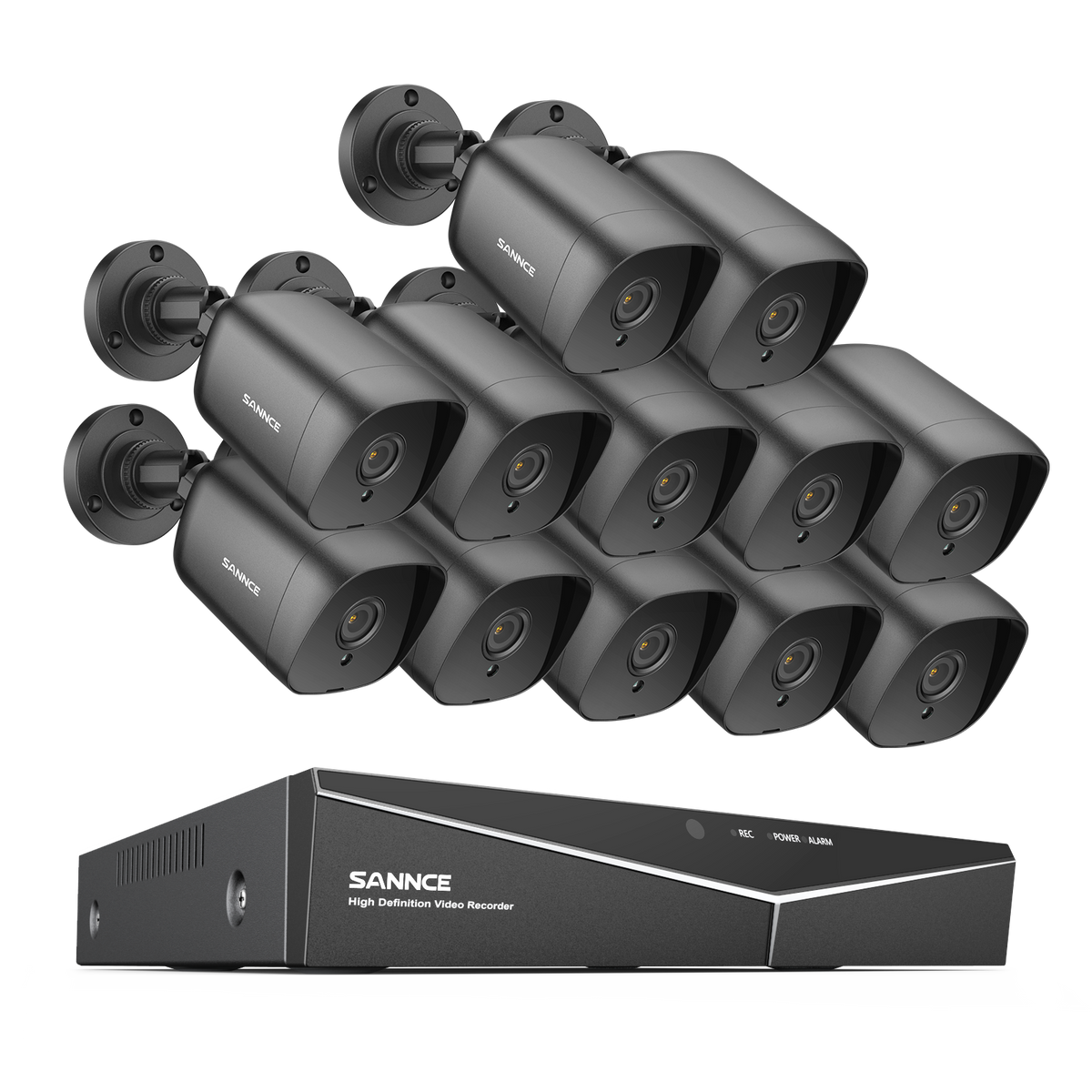 1080p 16 Channel 12 Camera Outdoor Wired Security System, Smart Motion Detection, 100 ft Infrared Night Vision, IP66 Weatherproof