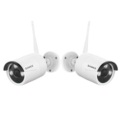 2 Stück Funk Überwachungskamera für Außen und Innen, 5MP Super HD(2880x1620), 100ft Farb-Nachtsicht, Bewegungserkennung, Kompatibel mit Alexa, für Sannce N48WHE/N44WEF/N98WHG/N98WHE NVR