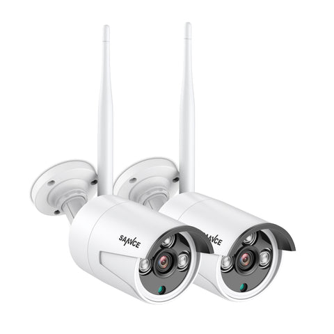 Zertifiziert überholt 2 Stück Funk Überwachungskamera für Außen und Innen, 3MP Super HD (2304x1296), 100ft Farb-Nachtsicht, Bewegungserkennung, Kompatibel mit Alexa, für Sannce N98WHE NVR