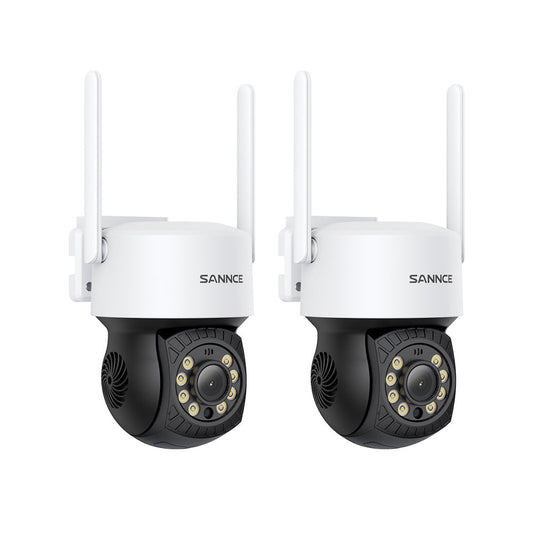 5MP WLAN PT Überwachungskamera, 350°/90° PT Schwenkbar, Zwei-Wege-Audio, KI Personenerkennung, IP66 Wasserdicht, Kompatibel mit Alexa, Für SANNCE N48WHE/N98WHE NVR (2 Stück)