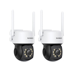 5MP WLAN PT Überwachungskamera, 350°/90° PT Schwenkbar, Zwei-Wege-Audio, KI Personenerkennung, IP66 Wasserdicht, Kompatibel mit Alexa, Für SANNCE N48WHE/N98WHE NVR (2 Stück)