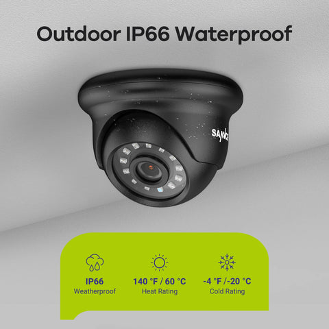 1080p 4CH Überwachungskamera Set, 4 Stück 2MP Dome Kamera für Außen, 10.1’’ Farbiger LCD-Monitor, Intelligente Bewegungserkennung, IP66 Wasserdicht, Schwarz