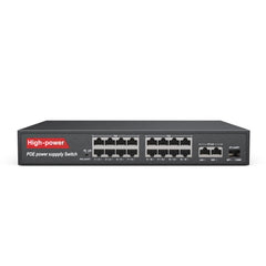 16-Port Gigabit Ethernet PoE Switch, Plug-und-Play, energieeffizient, IEEE 802.3af/at, robustes Metallgehäuse, Desktop oder Wandmontage