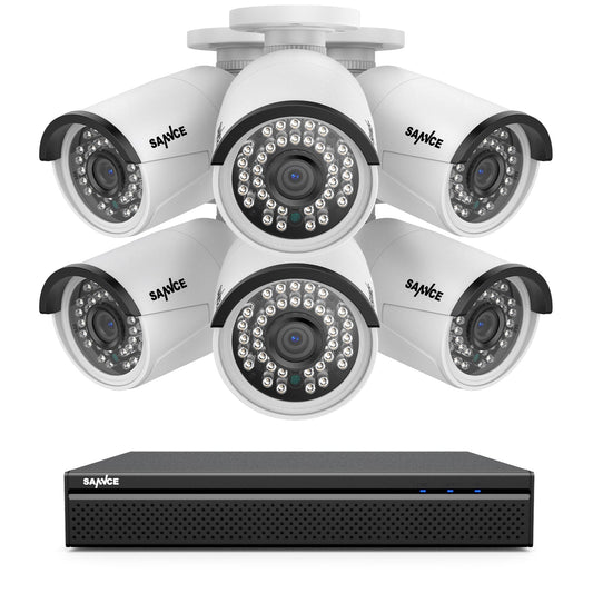 5MP 8 Kanal POE Überwachungskamera Set,  Plug und Play, Personenerkennung, Audioaufnahme, E-Mail/Push Benachrichtigung, IP66 Wasserdicht (6x5MP POE Kamera und 8MP 8CH NVR)