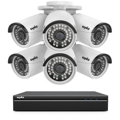 5MP 8 Kanal POE Überwachungskamera Set,  Plug und Play, Personenerkennung, Audioaufnahme, E-Mail/Push Benachrichtigung, IP66 Wasserdicht (6x5MP POE Kamera und 8MP 8CH NVR)