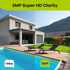 5MP 8 Kanal POE Überwachungskamera Set,  Plug und Play, Personenerkennung, Audioaufnahme, E-Mail/Push Benachrichtigung, IP66 Wasserdicht (8x5MP POE Kamera und 8MP 8CH NVR)