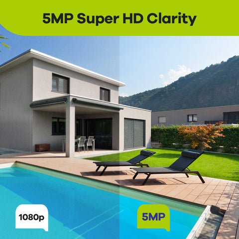 5MP 8 Kanal POE Überwachungskamera Set,  Plug und Play, Personenerkennung, Audioaufnahme, E-Mail/Push Benachrichtigung, IP66 Wasserdicht (6x5MP POE Kamera und 8MP 8CH NVR)